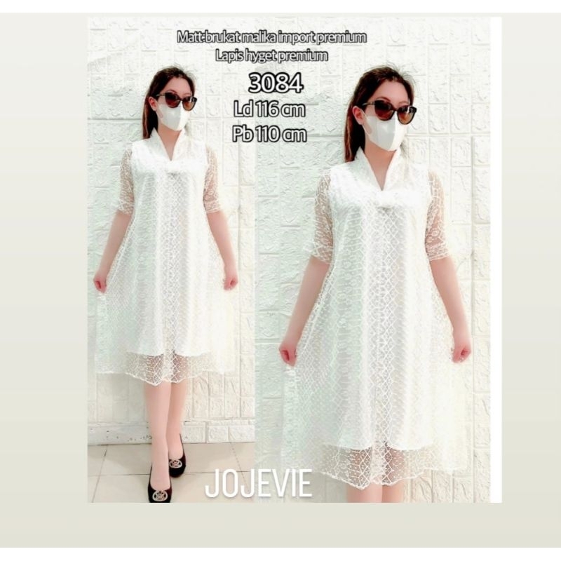 Jual Dress brukat putih natal premium | Shopee Indonesia