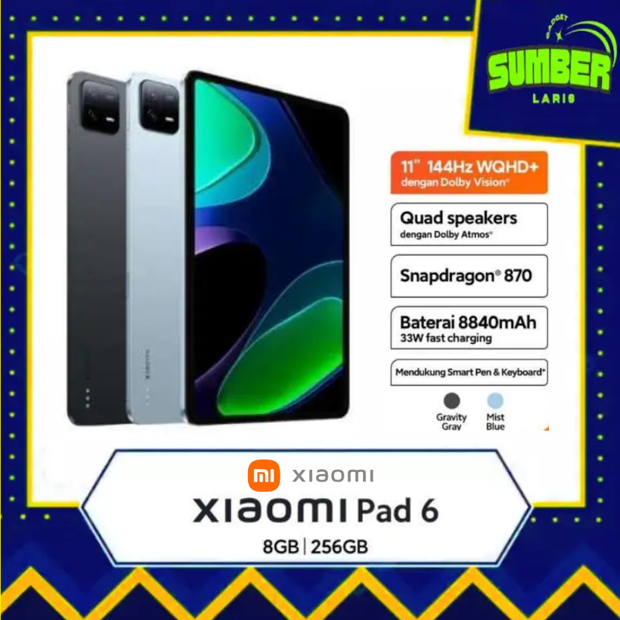Xiaomi Pad 6 WiFi Version 11 inches 144Hz 8840mAh Bluetooth 5.2 Four  Speakers Dolby Atmos 13 Mp Camera (Gravity Gray, 256GB + 8GB)