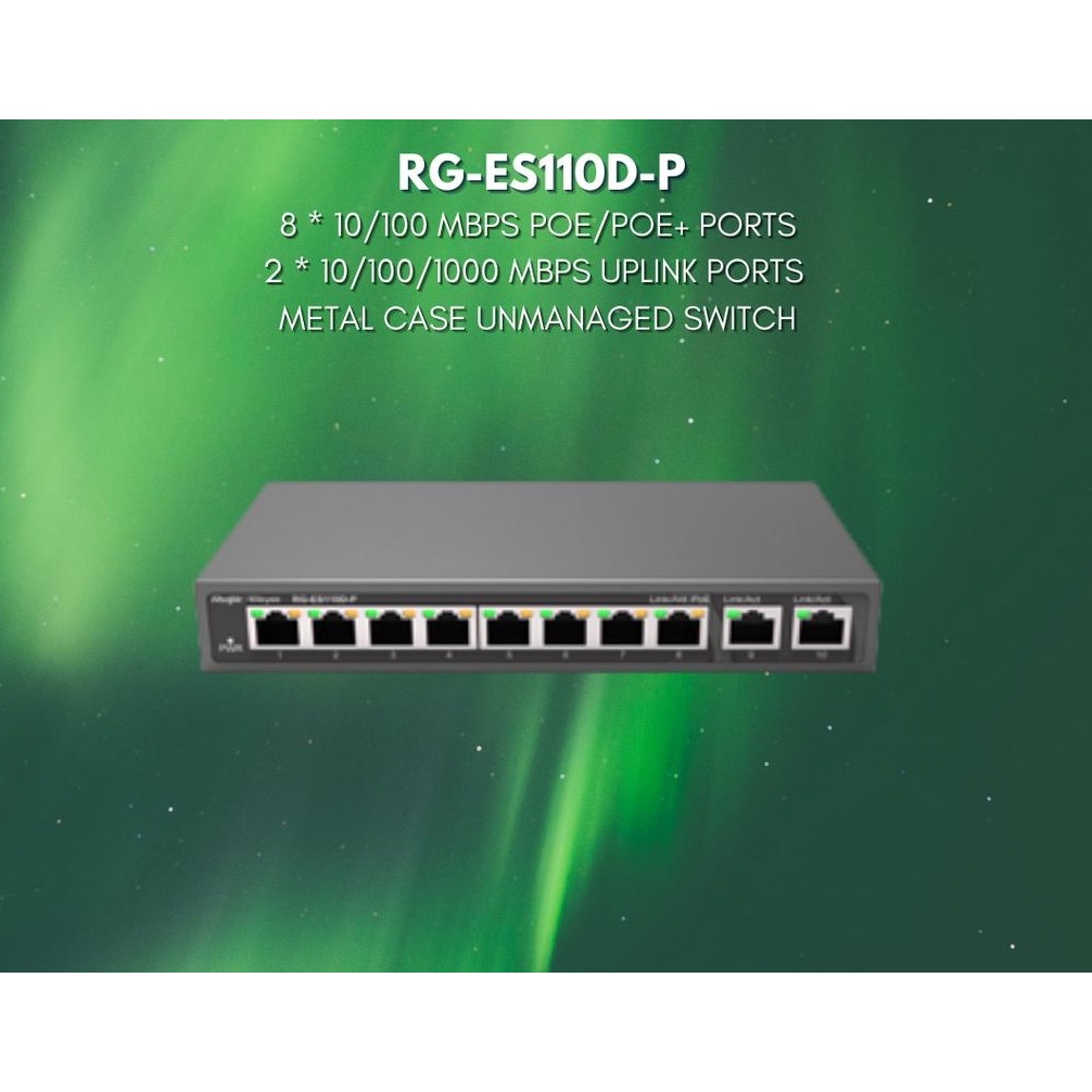 Jual RUIJIE REYEE RG-ES110D-P 8*PORTS 10/100 2UPLINK UNMANAGE SWITCH ...