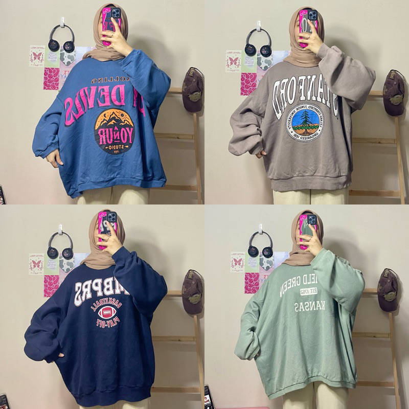 Skandirre.id PART I SWEATER OVERSIZE CREWNECK THRIFT PART 2 SWEATER THRIFT SWEATER OVERSIZE LENGAN BALON Skandirre