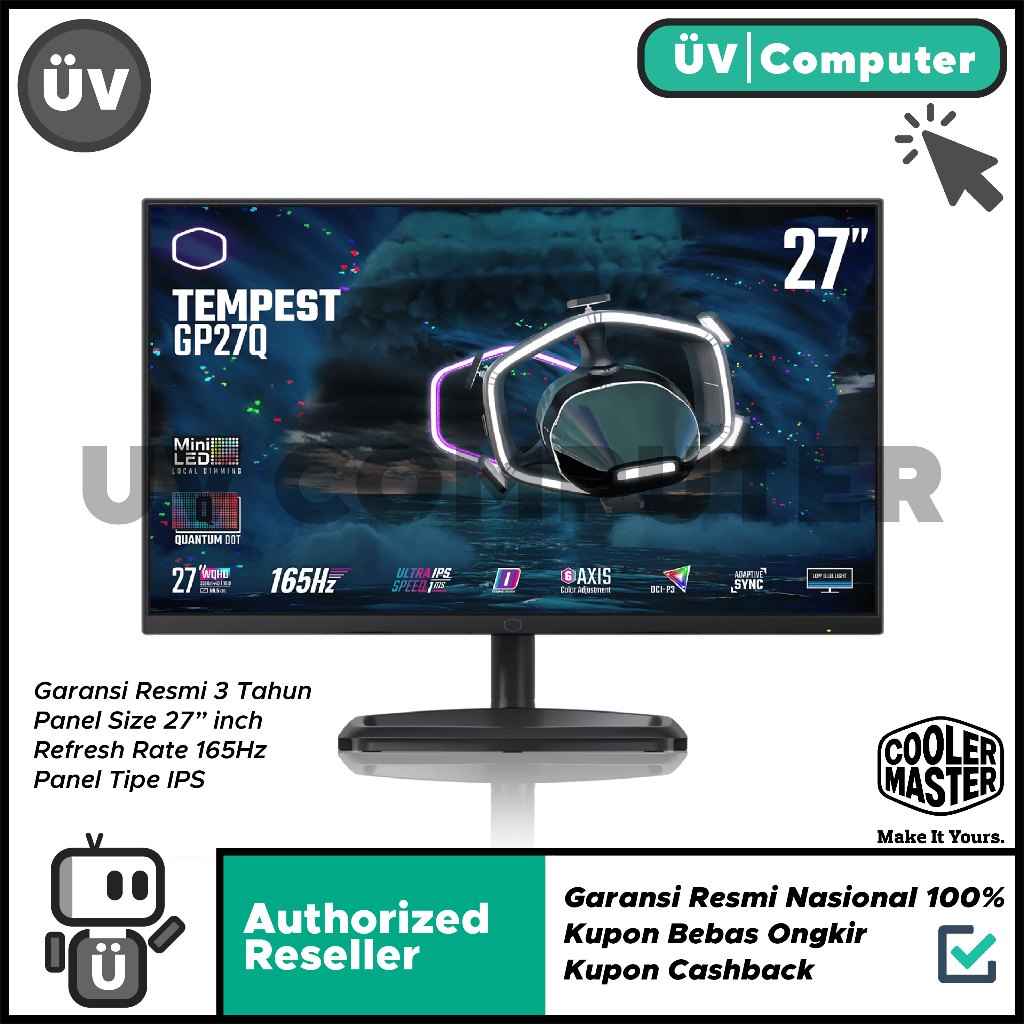 Jual Monitor LED LCD Gaming Cooler Master TEMPEST GP27Q 27" inch IPS ...