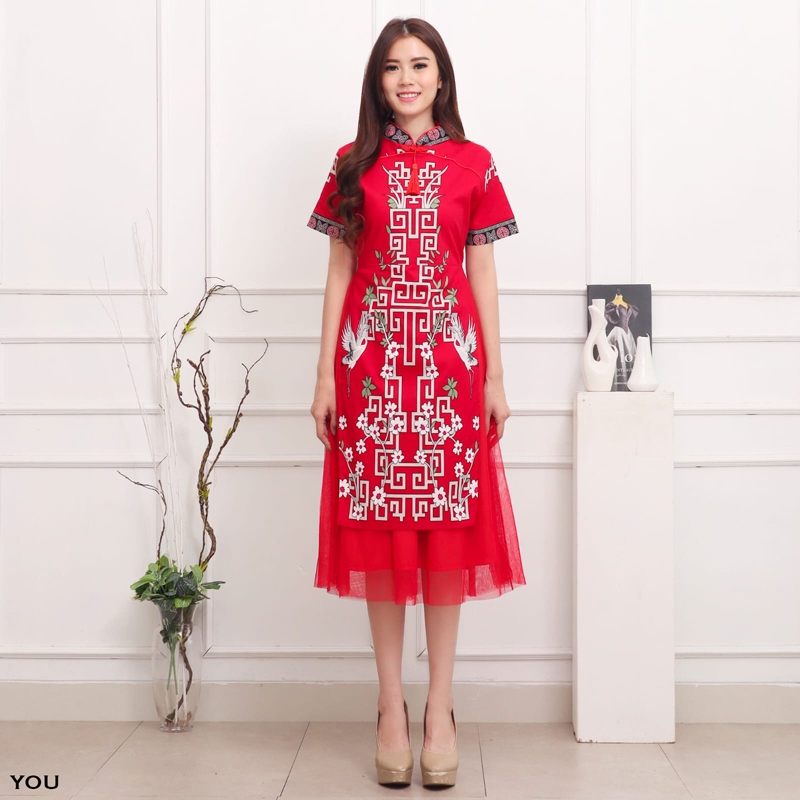 Jual Evercloth Jingyi Cheongsam Batik Couple Qipao Dress Batik Modern 