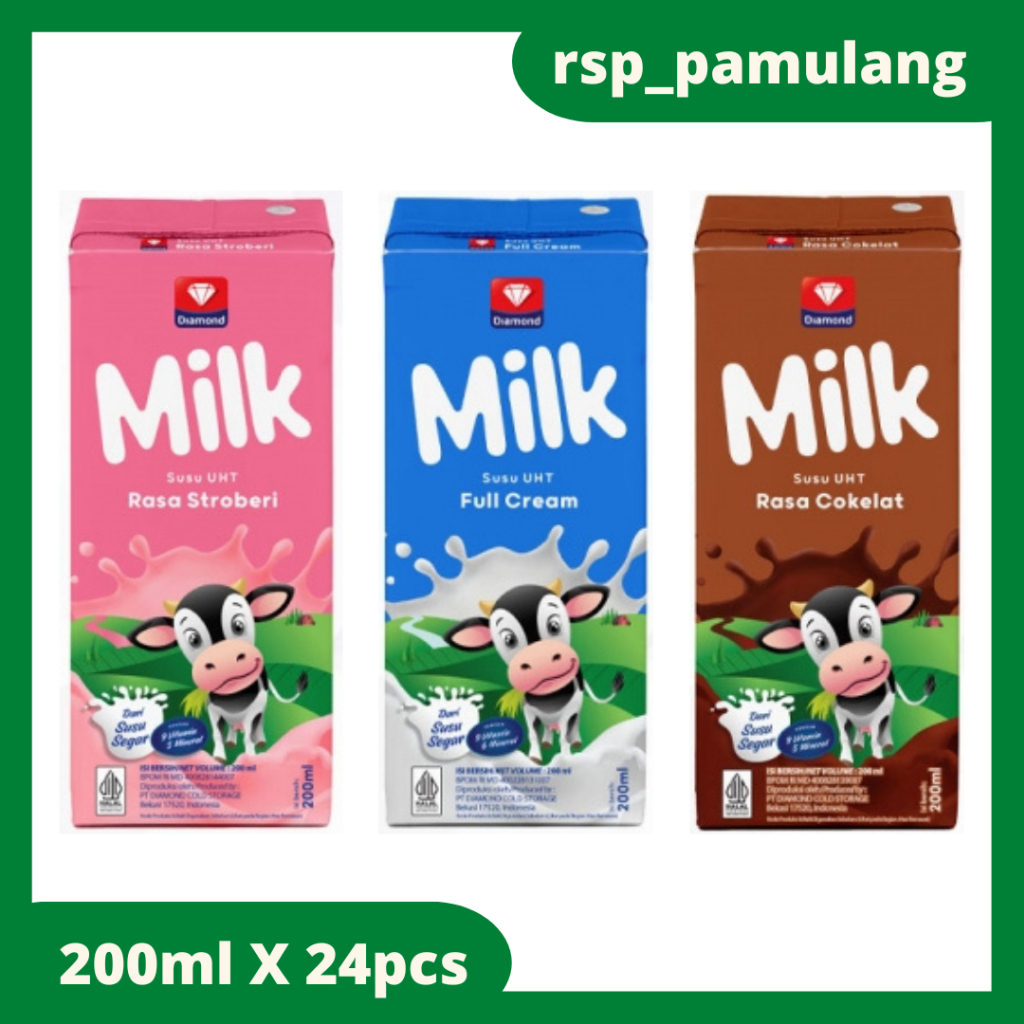 Jual Diamond Milk Uht 200ml X 24pcs Full Creamcoklatstroberi Shopee Indonesia 9878