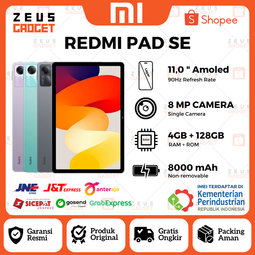 Xiaomi Redmi Pad SE RAM 4 GB ROM 128 GB – Garansi Resmi – Jualku – Solusi  Cerdas Belanja Anda