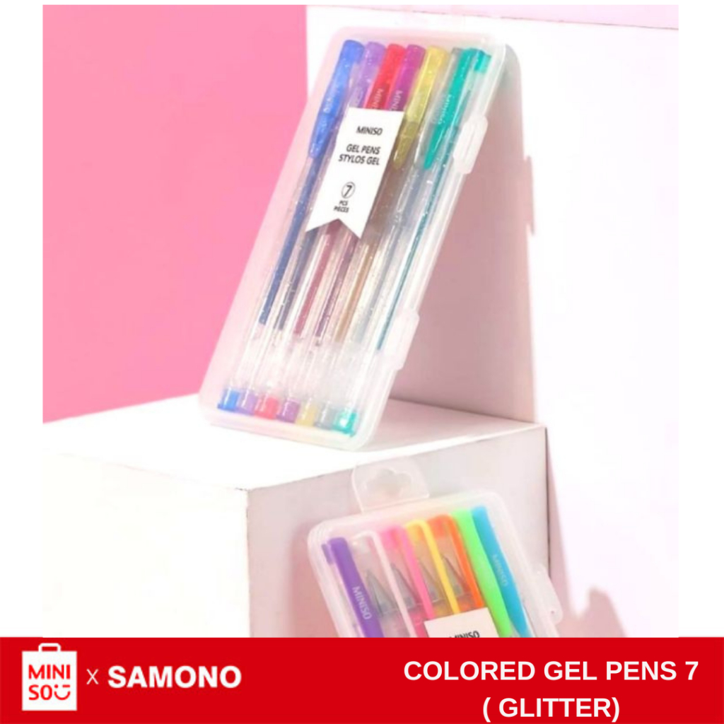 Jual MINISO Colored Gel Pens 7 pcs(Glitter) Shopee Indonesia