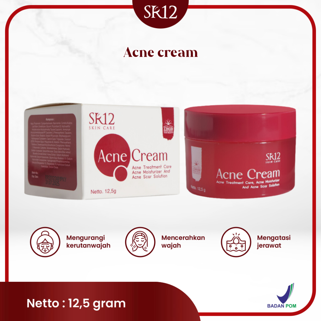 Jual Acne Cream Moist SR12 Krim Penghilang Bekas Jerawat Dalam 14 Hari ...