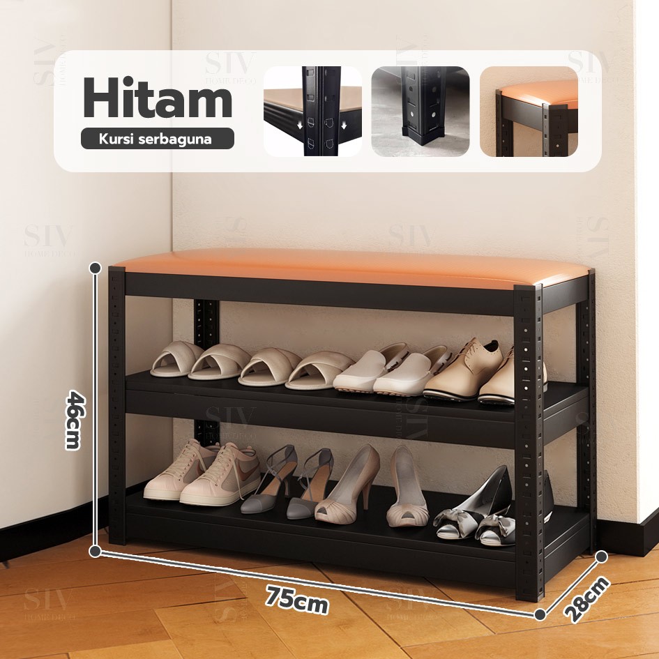 Jual SIV Rak Sepatu Duduk Sofa Lemari Sepatu Besi 2 Susun Bangku Rak