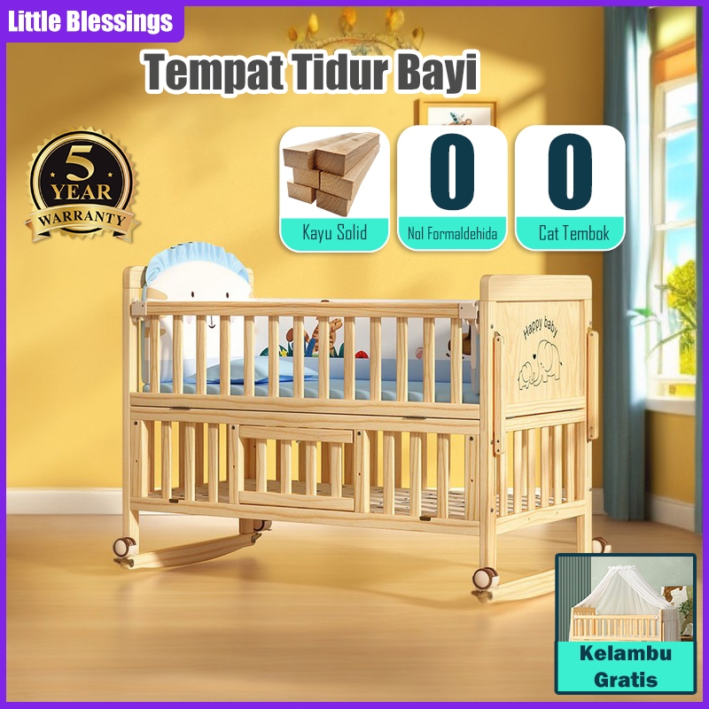 Jual 【Tanpa Cat & Tanpa Formalin】Tempat Tidur Bayi 0-6 Tahun/Ranjang ...