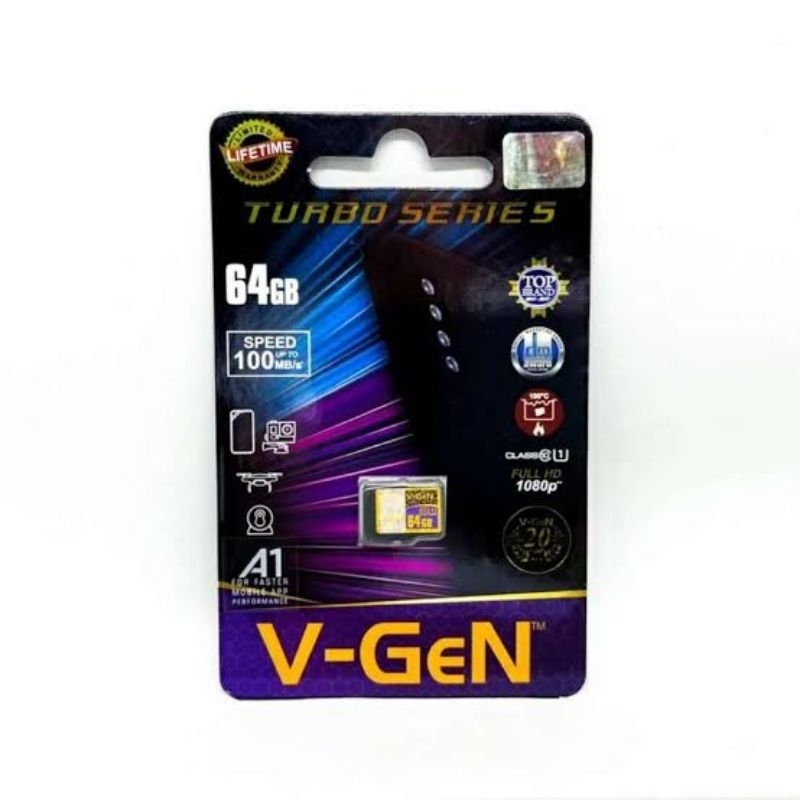 Jual Memory Card Vgen 64GB / 128GB /256GB Class 10 Turbo (VGen Micro