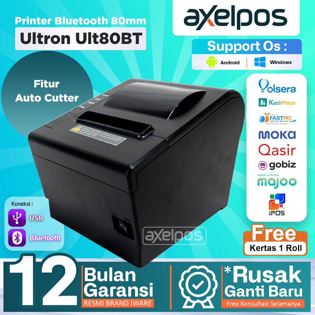 Jual Printer Bluetooth Kasir Ultron Ult-80BT Auto Cutter Koneksi ...