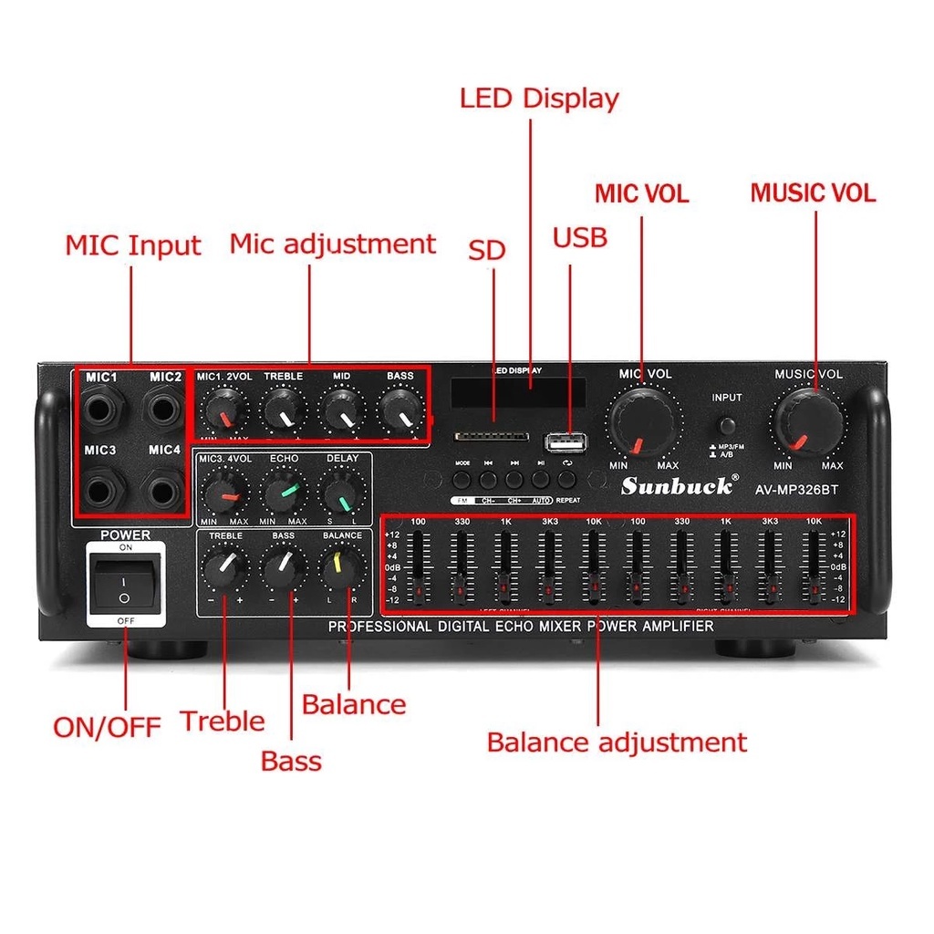 Jual Sunbuck Amplifier Audio Ampli Karaoke Equalizer Bluetooth Stereo ...