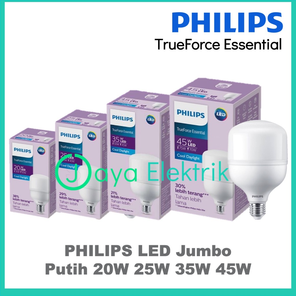 Jual Philips Lampu Led Trueforce 20w 25w 35w 45w Bohlam Jumbo Tforce Essential 20 25 35 45