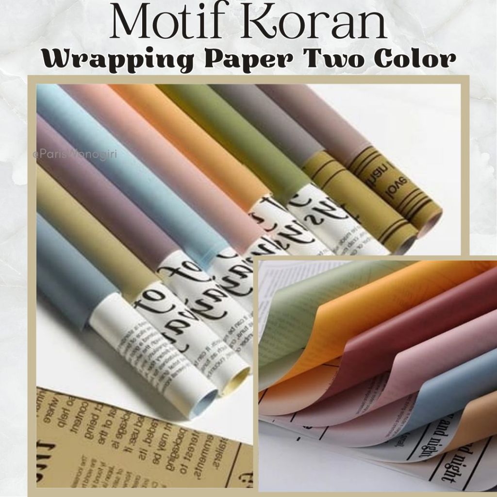 Jual Kertas Pembungkus Motif Koran Warna Wrappping Paper Two Tone Newspaper Kertas Buket