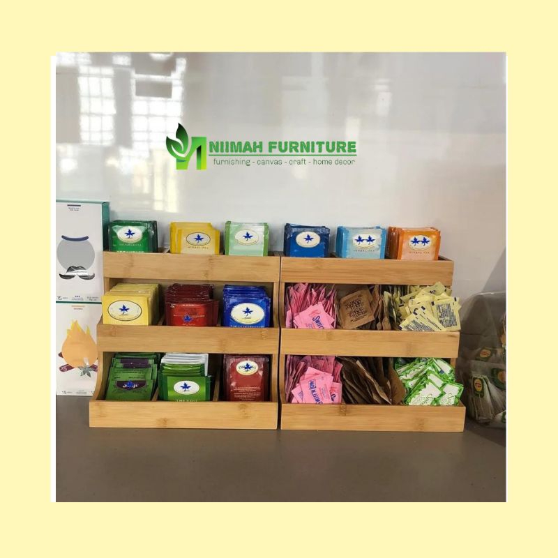 Jual Wooden tea bag 3 tier box rak display penyimpanan teh dan kopi ...