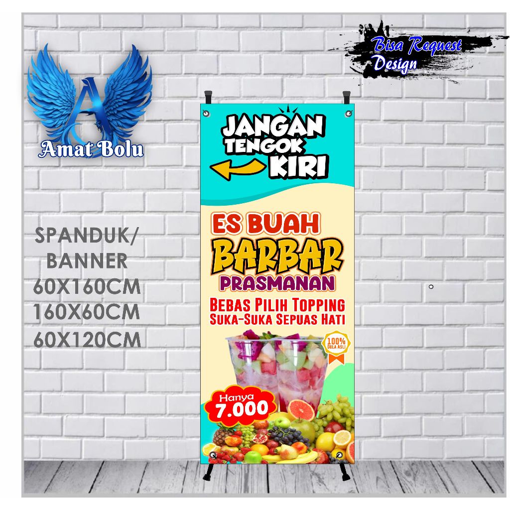 Jual Banner Mmt Spanduk Es Barbar Prasmanan Ukuran 60x160 Bisa Request