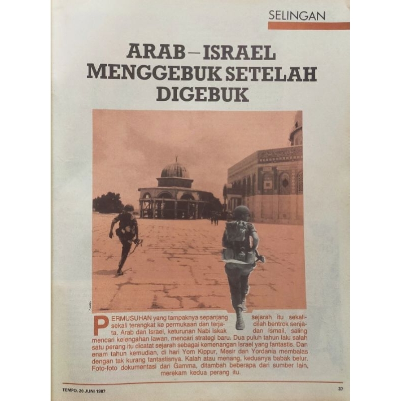 Jual Majalah Tempo 20 Juni 1987 - Selingan : Perang Yom Kippur Arab ...