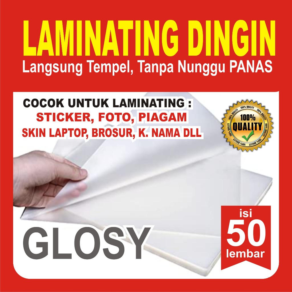 Jual Plastik Laminasi Dingin A4 Isi 50 Lembar Motif Glossy