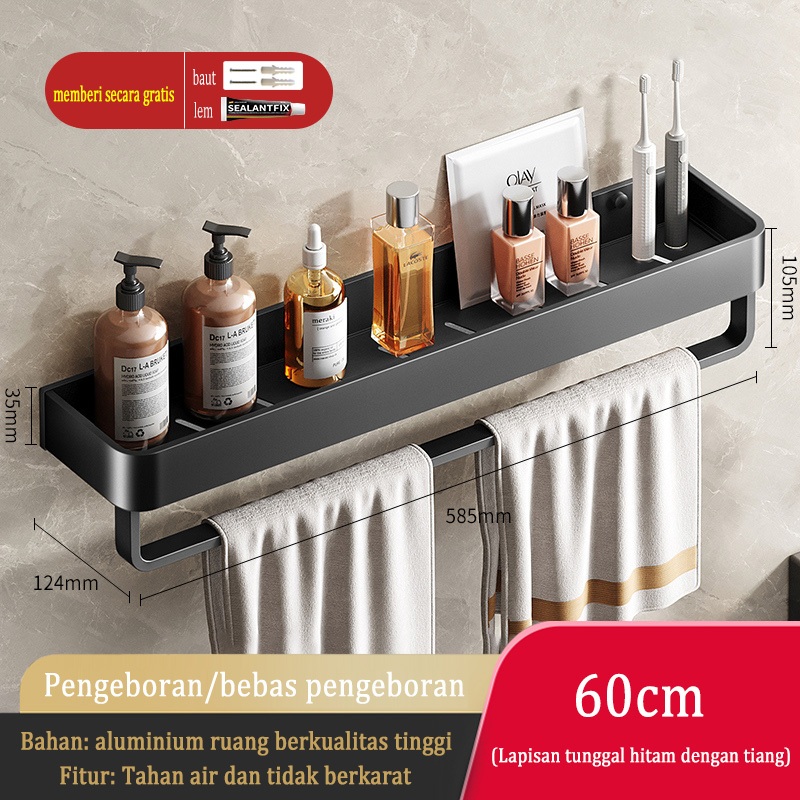 Jual MEIDOO Rak Kamar Mandi Aluminium Tempel Dinding Instalasi Bebas ...