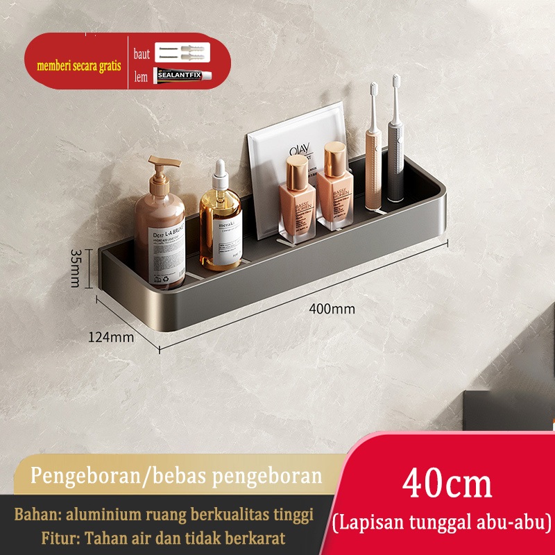 Jual MEIDOO Rak Kamar Mandi Aluminium Tempel Dinding Instalasi Bebas ...