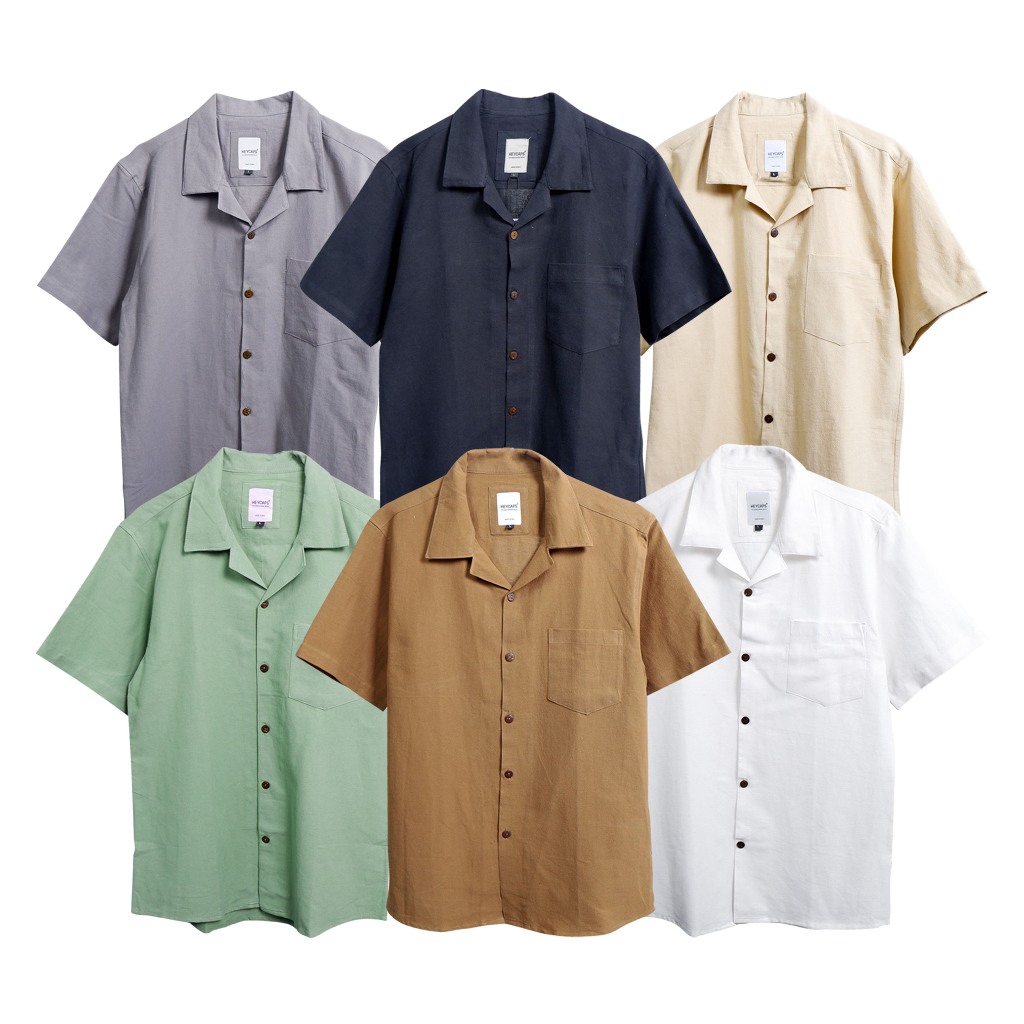 Jual KEMEJA LINEN PRIA / KEMEJA POLOS LENGAN PENDEK / BASIC LINEN SHIRT ...
