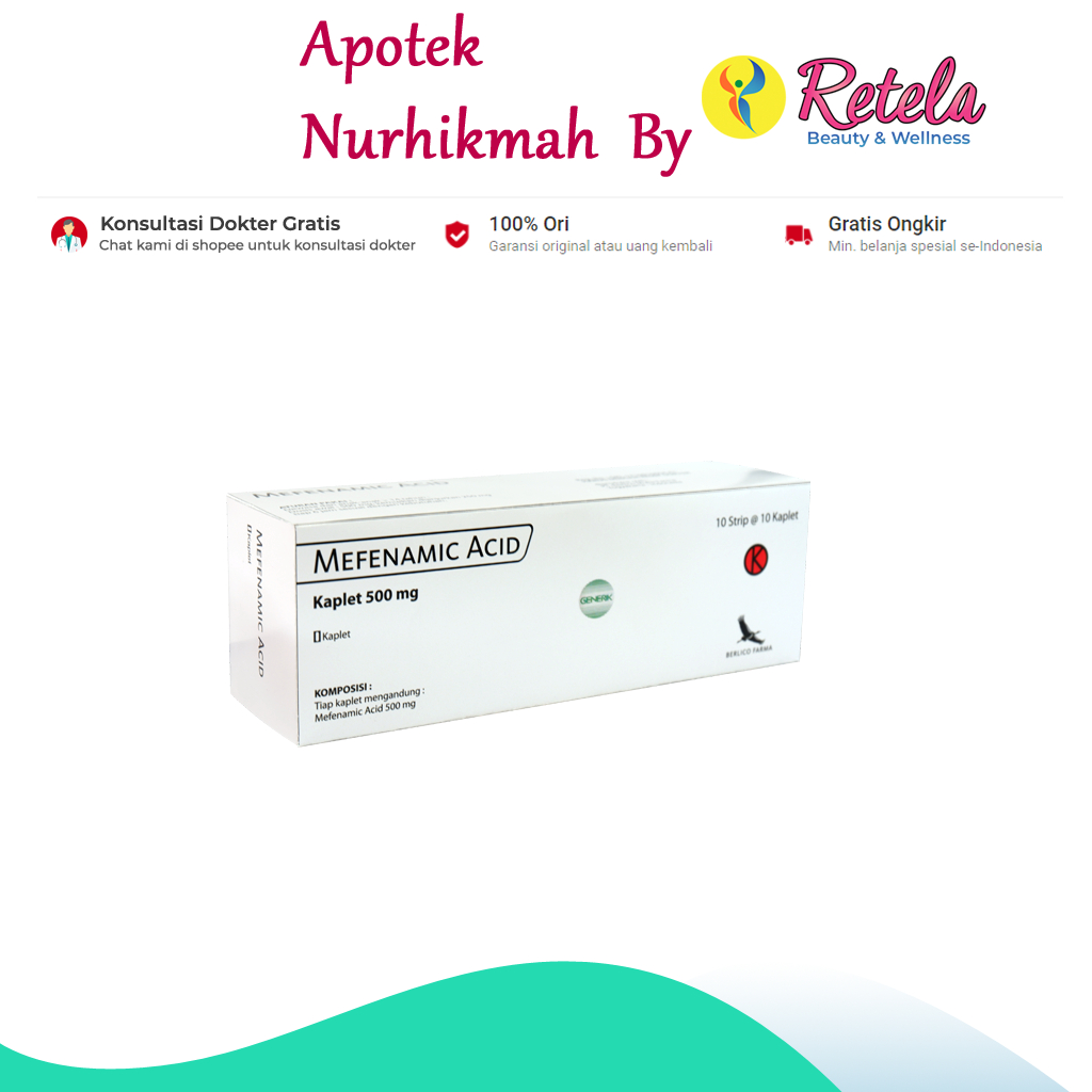 Jual MEFENAMIC ACID 500MG 1 STRIP 10 TABLET// Meredakan nyeri ringan