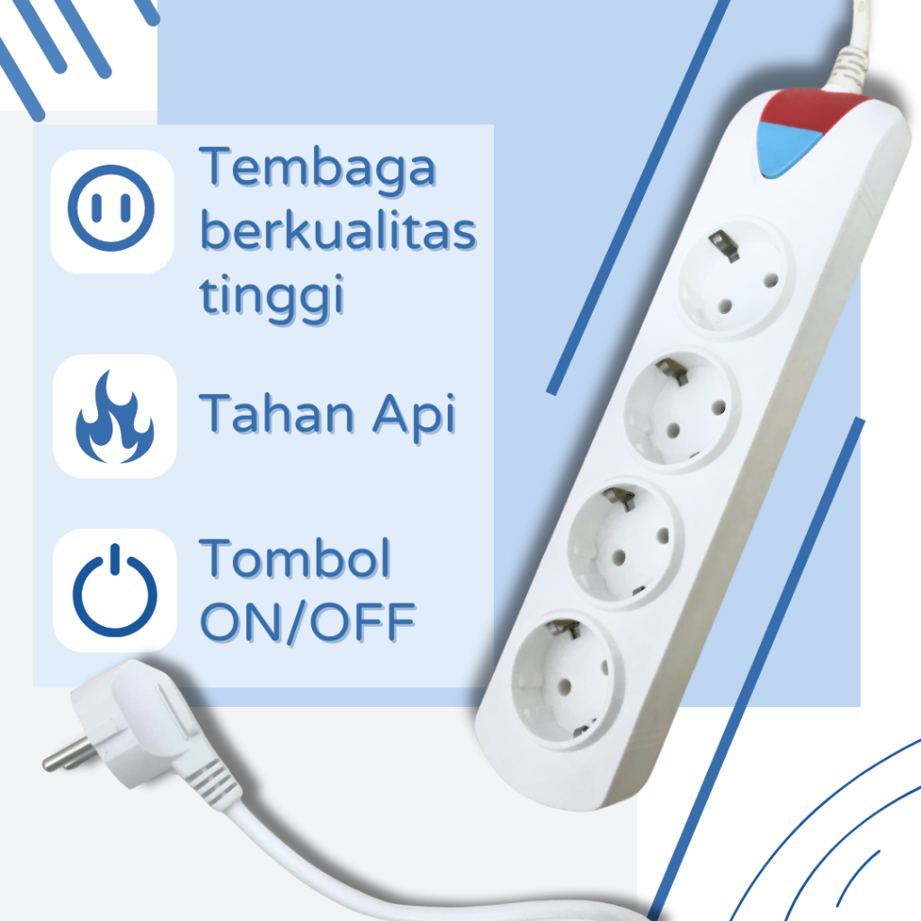 Jual Stop Kontak Torch 4 Lubang panjang kabel ( 1.5 Meter, 3 Meter, 5 ...