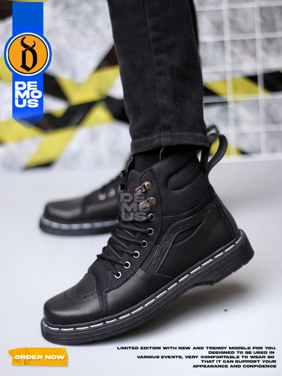 Jual DEMOUS QUARI - Sepatu Boots Docmart Pantofel Kerja Pria Hitam ...