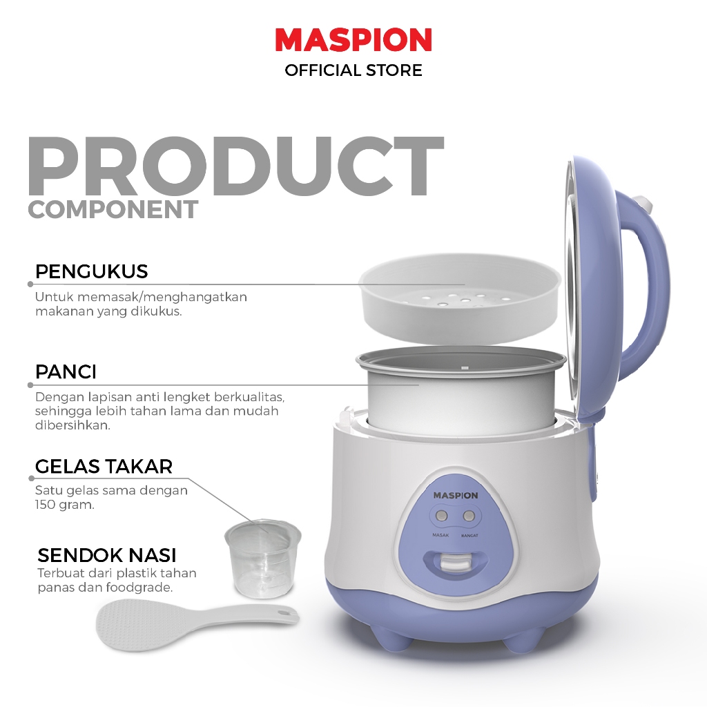 Jual Maspion Rice Cooker Magic Com Exclusive 0.8 Liter EX-0618 | Shopee ...