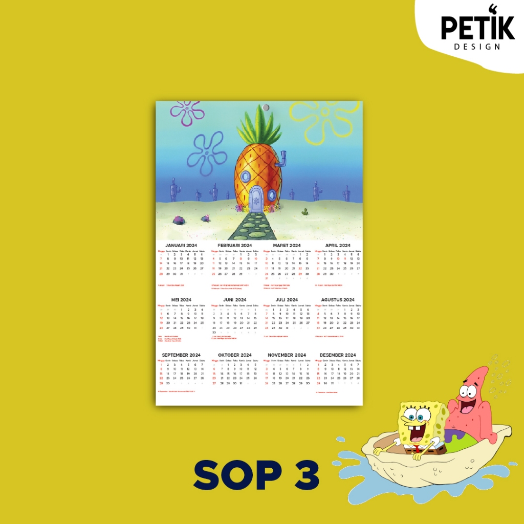 Jual Kalender Dinding Poster Spongebob Squarepants 2024 Shopee Indonesia