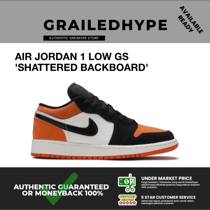 Jual Air Jordan 1 Low Shattered Backboard GS (100 Original) Shopee