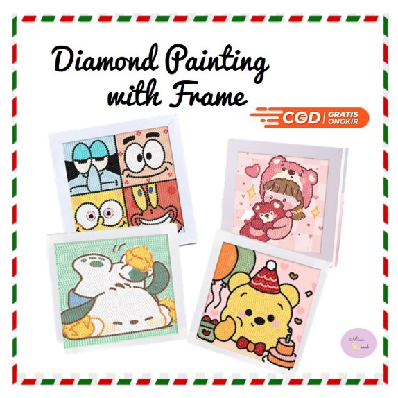 Jual Diamond Painting Set Dengan Bingkat/ Mainan DIY Gambar Anak/ 5D ...