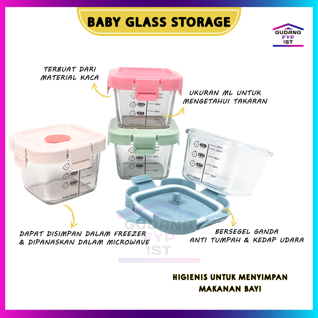 Jual Wadah Makan Kaca MPASI Bayi | Baby Glass Storage | Food Container ...