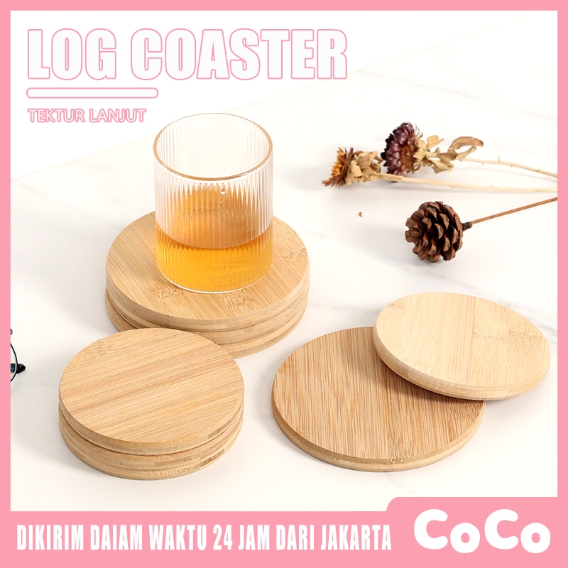 Jual Coaster Gelas Kayu Mahoni 9cm Tatakan Gelas Bulat Alas Gelas Bahan Kayu Pinus Coaster 0366