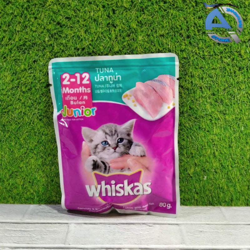 Jual WHISKAS Tuna Junior Basah Makan kucing Basah Pouch 80 gr Shopee
