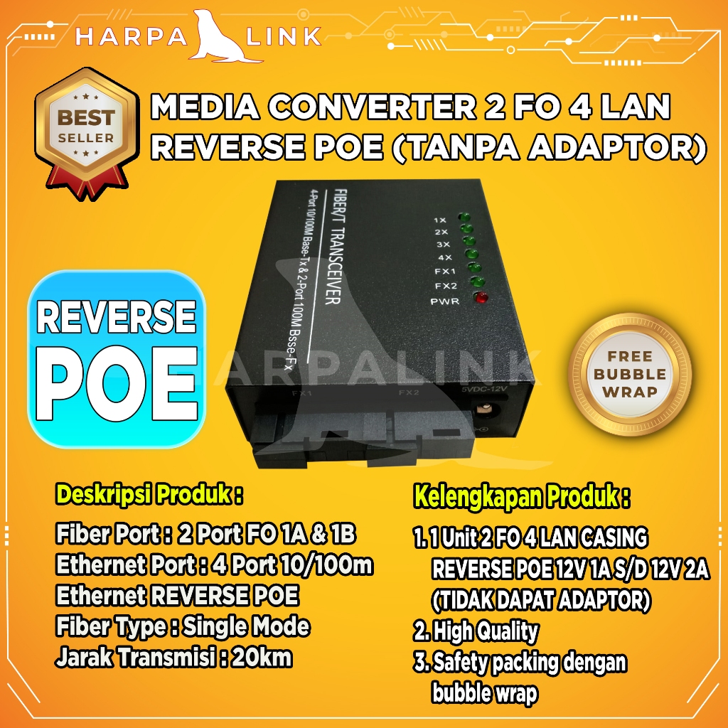 Jual Media Converter 2 FO 4 LAN 2 SC 4 RJ45 2F4E POE 10/100 Mbps Full ...