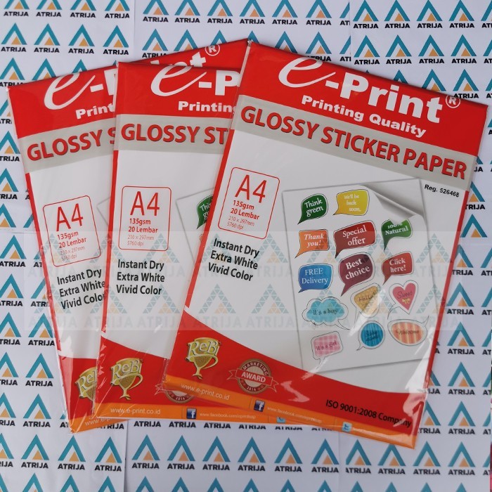 Jual Glossy Sticker Paper E-Print Kertas Sticker A4 | Shopee Indonesia