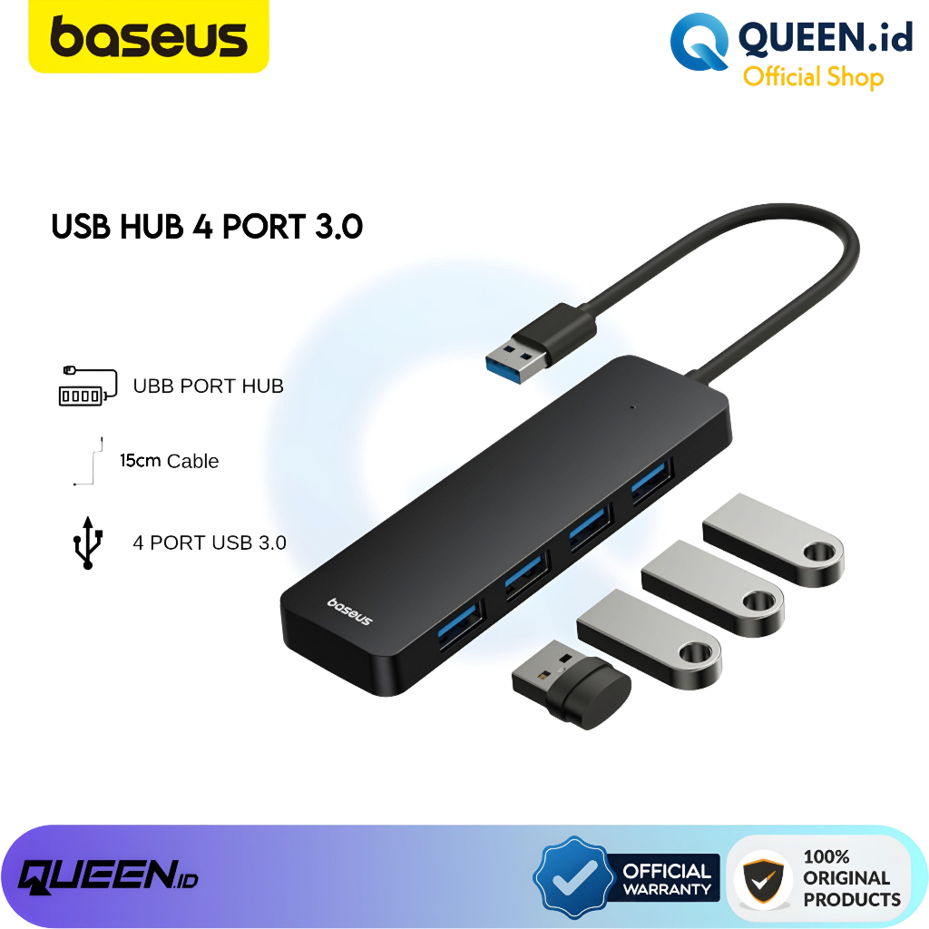 Hub USB 3.0 Baseus 4 Ports - Câble 15cm - Gris - Neuf