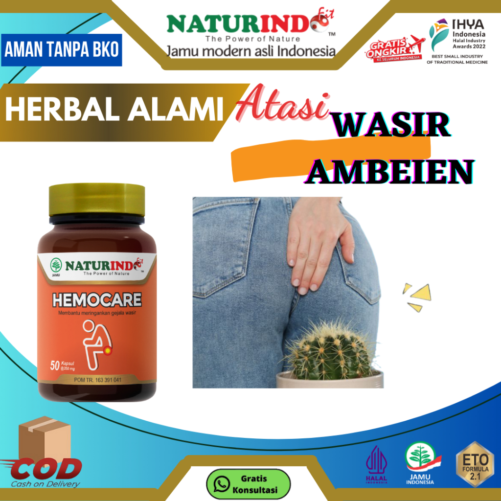 Obat Ambeien Wasir Benjolan di Anus BAB Berdarah Ampuh Herbal Ambeyen Ambeien Wasir Stadium 1 - 4 Paling Ampuh Tanpa Operasi Ambien Hemoroid Luar dan Dalam Susah BAB Sakit Wasir Hemocare Naturindo