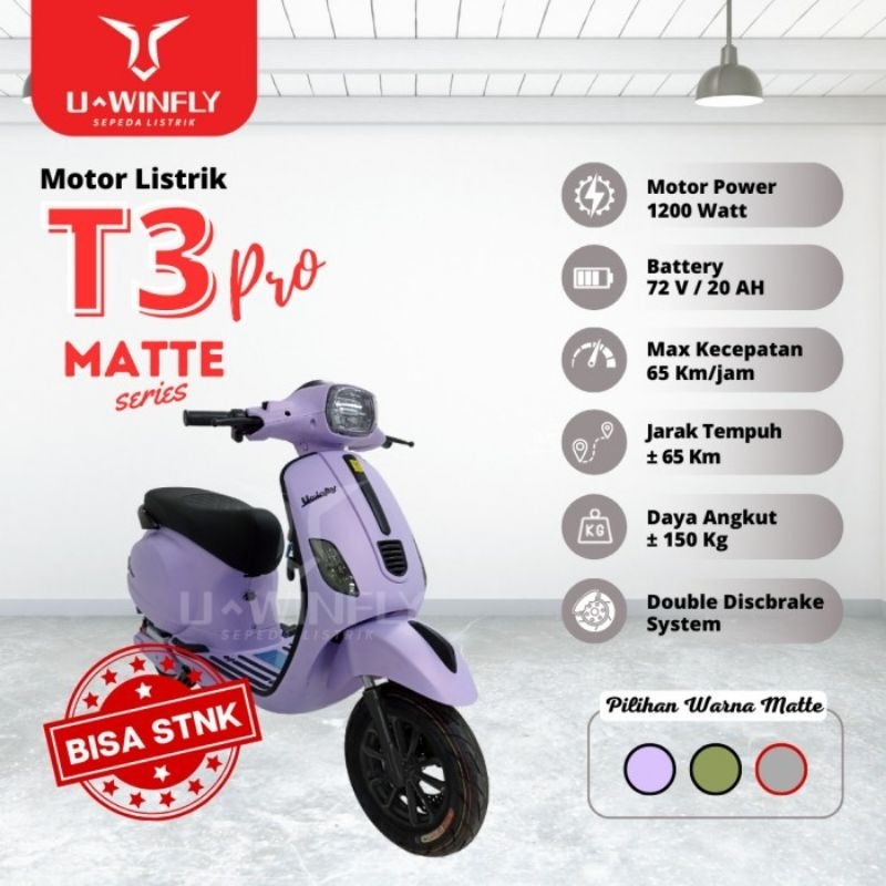 Jual Harga Subsidi Sepeda Motor Listrik U Winfly T Pro Matte Skuter