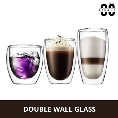 Jual Double Wall Glass Gelas Kaca Kopi Double Wall Seloki Shoot Glass Gelas Teh Beer Jus 8266