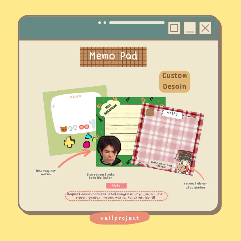 Memo Pad Custom (size 6,5x6,5 isi 12lbr)