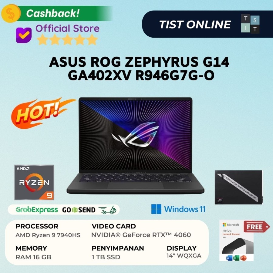 Jual Asus Rog Zephyrus G14 Ga402xv R946g7g O Ryzen 9 7940hs 16gb 1tb