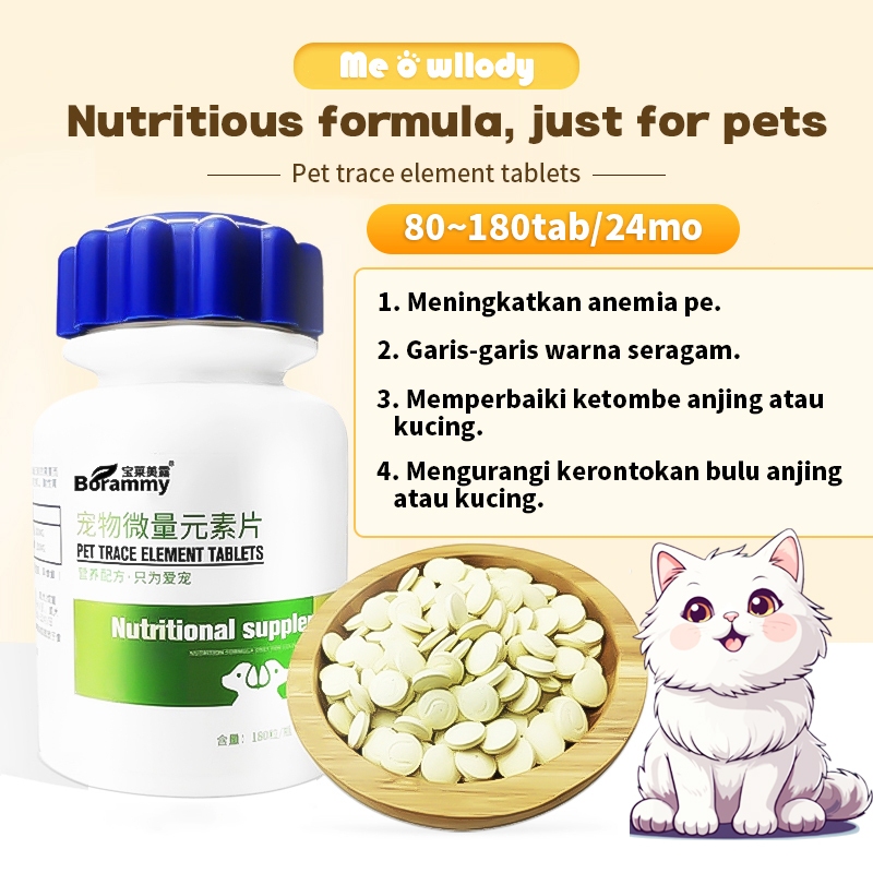 Jual Meowllody 80-180pcs Vitamin Kucing Trace Element tablet Untuk ...