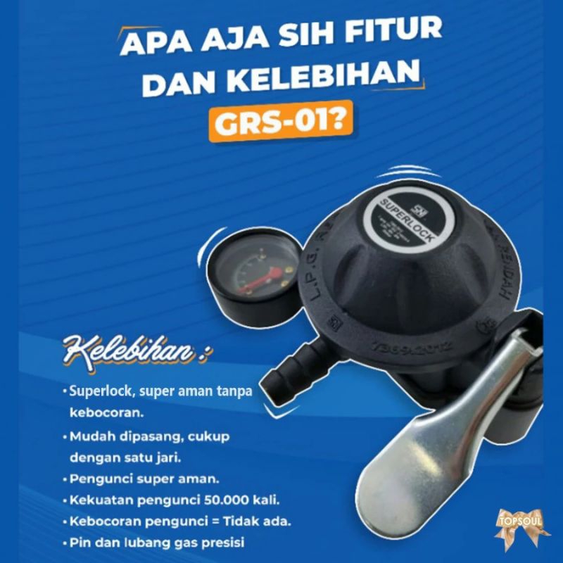 Jual Regulator Jepit Superlock GRS01 / Regulator Kompor Gas Tekanan