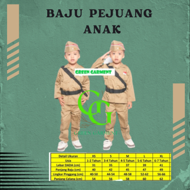 Jual Baju Seragam Pejuang Anak | Kostum Pejuang Kemerdekaan Anak ...