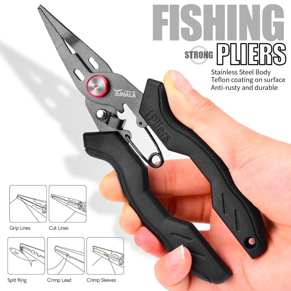 Chasing Fin 6.5 inch Tunala Fishing Pliers, Teflon Coated Stainless Steel  Fishing Tools, Saltwater Resistant Fishing Gear, Non-Slip Cutters, 6.5