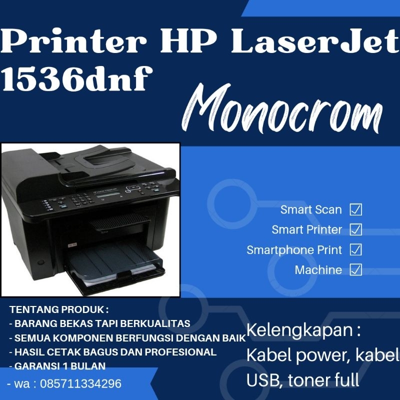 Jual Printer HP LaserJet 1536dnf MFP Bekas Berkualitas Bergaransi.