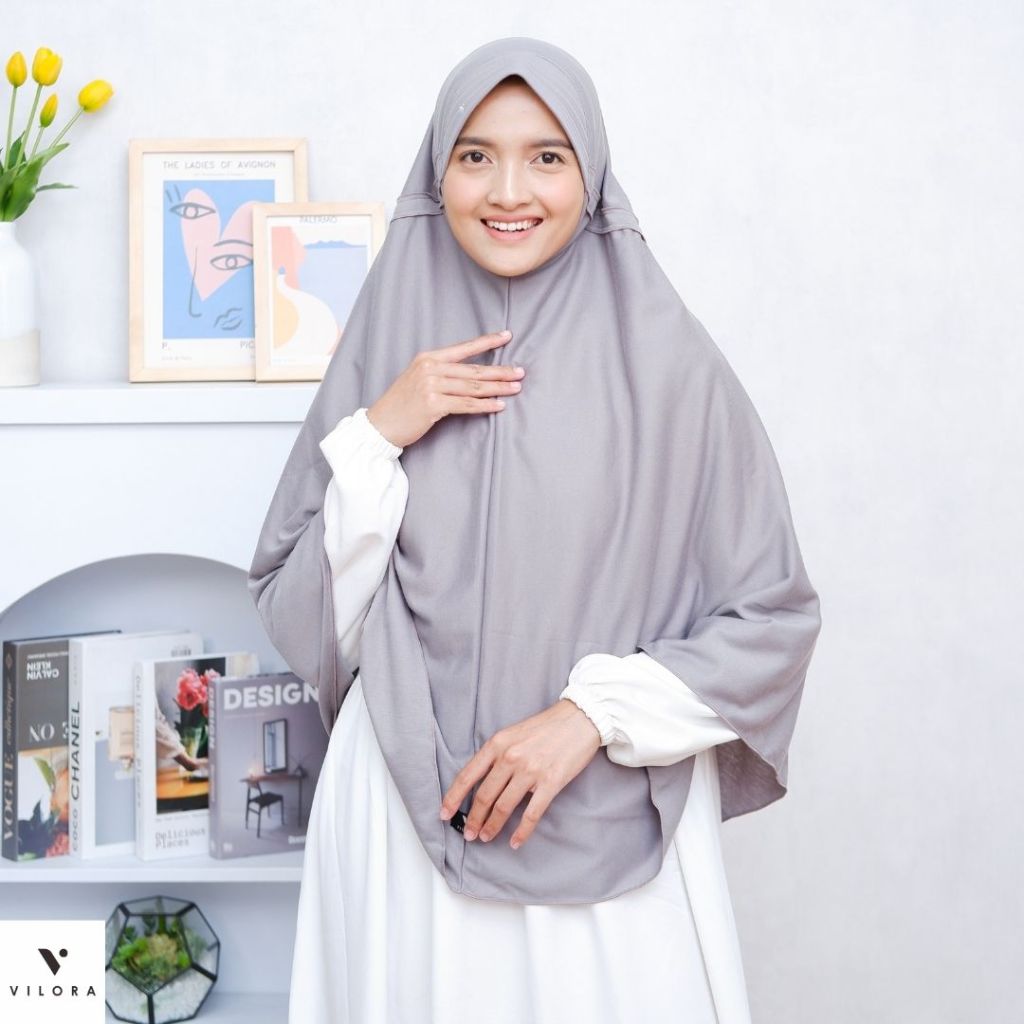 Vilora - Kerudung Sekolah Serut Jumbo Size XXXL (Hijab Instan)