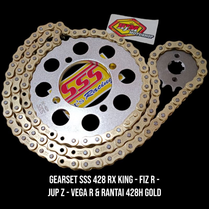 Jual GEARSET SSS 428 RX KING F1Z R JUPITER Z VEGA R NEW & RANTAI