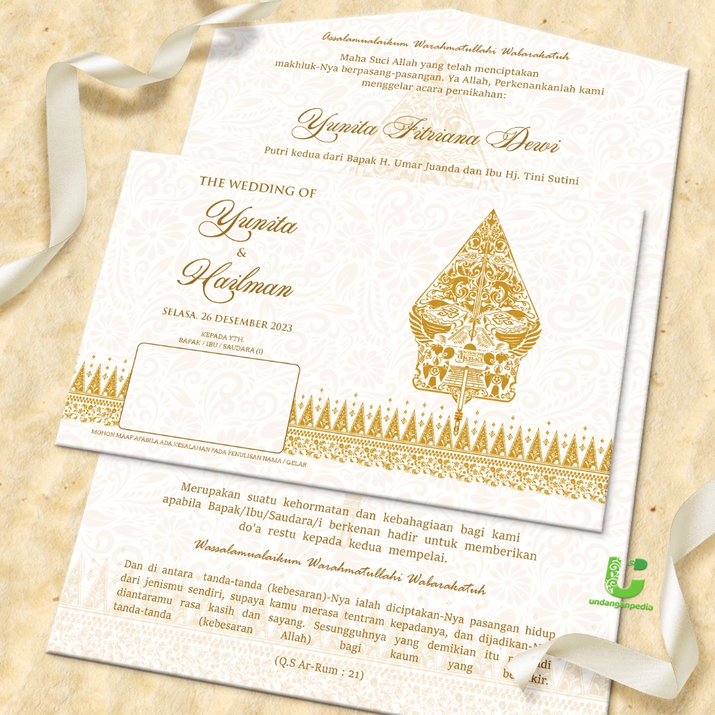 Jual Undangan Pernikahan Semi Amplop. Tema Jawa. Bahan Laminating